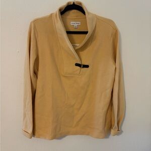 Studio Works Lightweight Shawl-Collar Pullover in Soft Yellow